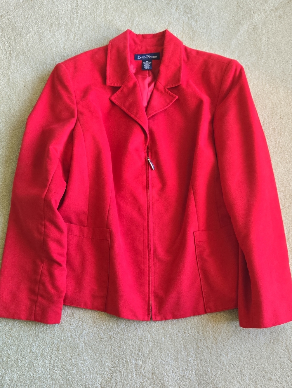 Vintage Evan Picone Red Zip-Front Women's Blazer